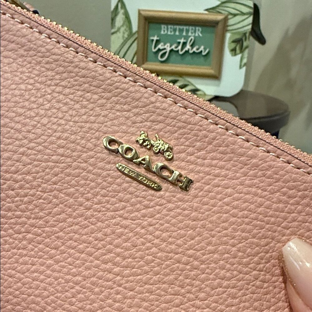 Coach Blush Pink Leather Wristlet new with care cards wallet designer bag coin - Picture 9 of 9
